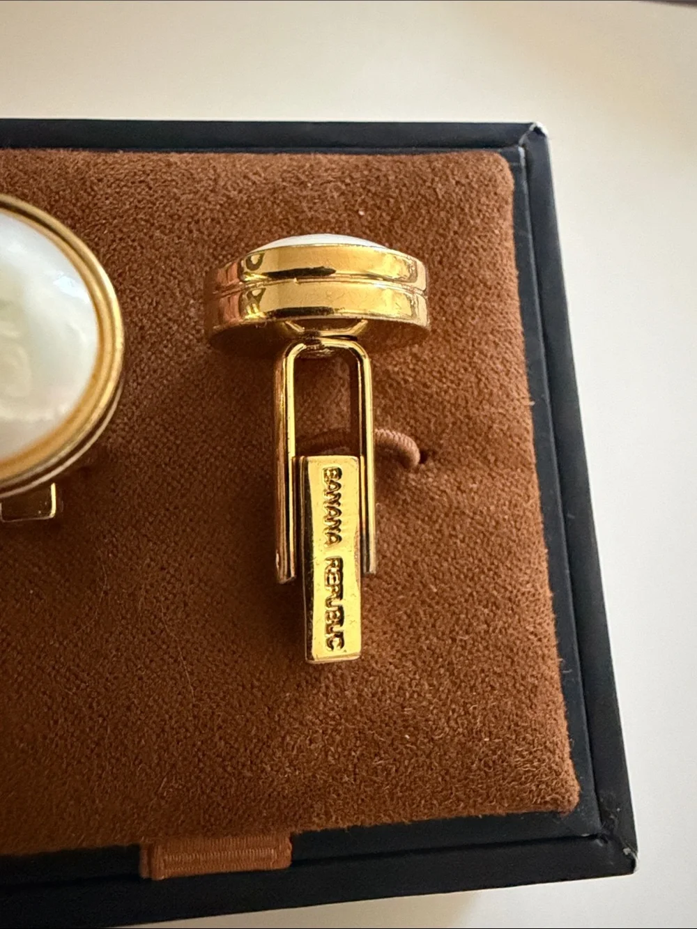 Banana Republic Gold and Cream Round Cuff Links box not included